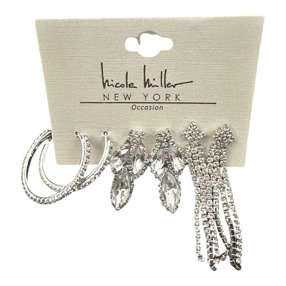 Nicole Miller Occasion Glitz & Glam 3-Set Hoop Earrings - Picture 1 of 5